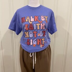 Christian short sleeve lilac religious tshirt womens